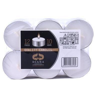 Fyrfadslys stor Brændetid 10 timer Hvid,12 stk/pk