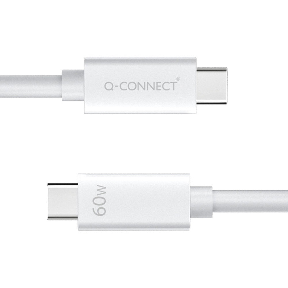 Q-Connect USB-C til USB-C kabel 60W 1,2m hvid