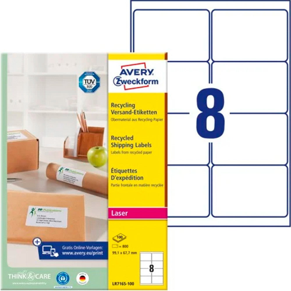 Avery shipping etiketter genbrugspapir 99,1x67,7mm råhvid