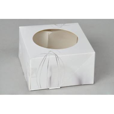 Kageæske hængslet låg S-Line L120xB110xH60mm pap med rude i PLA og åben front,300 stk/krt