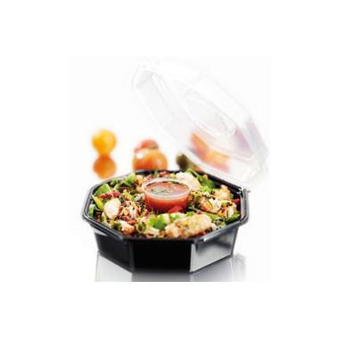 Multiboks Octaview 190x190x70 mm med Dressingbæger PS Sort/Klar,240 stk/krt