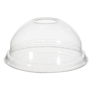 Plastlåg Verive Kuppel Ø95xH41mm Med Hul Til Sugerør RPET Klar,50 stk/ps