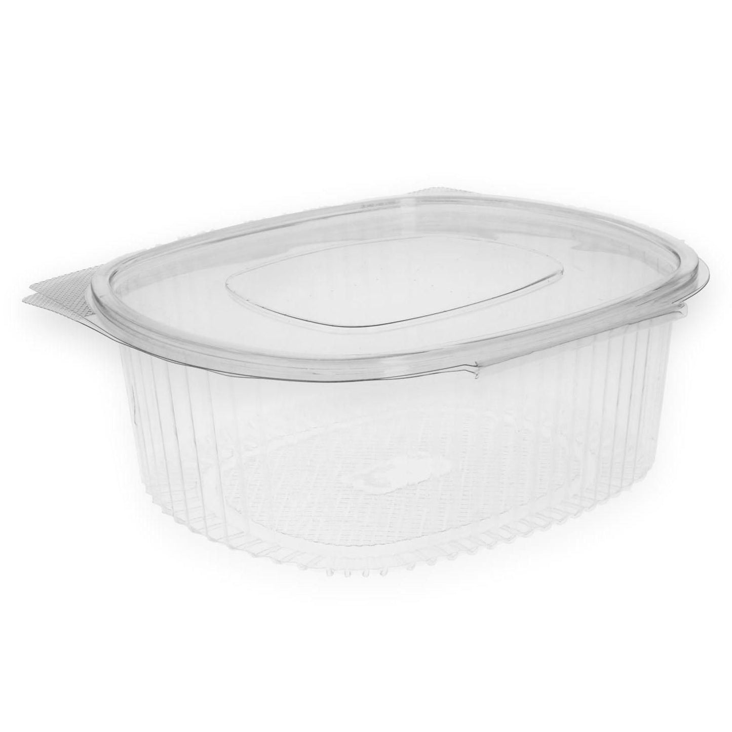 Plastbæger Verive 750 ml oval hængslet låg 172x144x62 mm RPET Klar,10 ps x 50 stk/krt