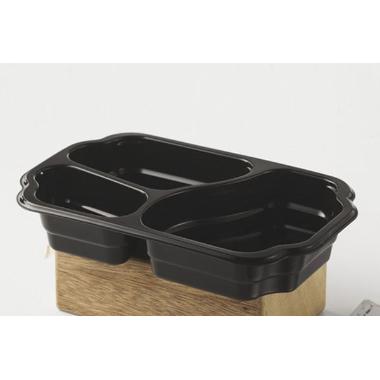 Bakke 3-rum Takeaway 1/4 GN 550/350/200 ml 250x159x48 mm PP Sort,246 stk/krt