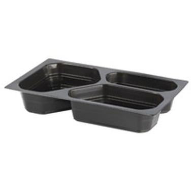 Bakke 3-rum 1/4 GN 210/380/500 ml 265x162x45 mm PP Sort,225 stk/krt