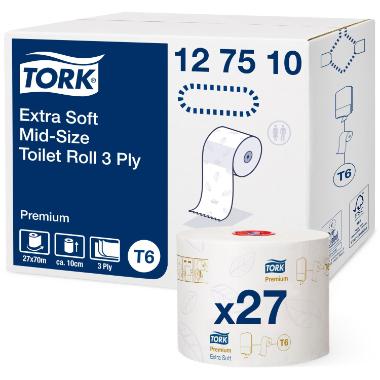 Toiletpapir Tork Premium T6 Ekstra soft 3-lag 70m,27 rl/krt