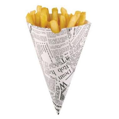 Pommes Frites Kræmmerhus B182xH182mm Papir Hvid/Newsprint,1000 stk/krt