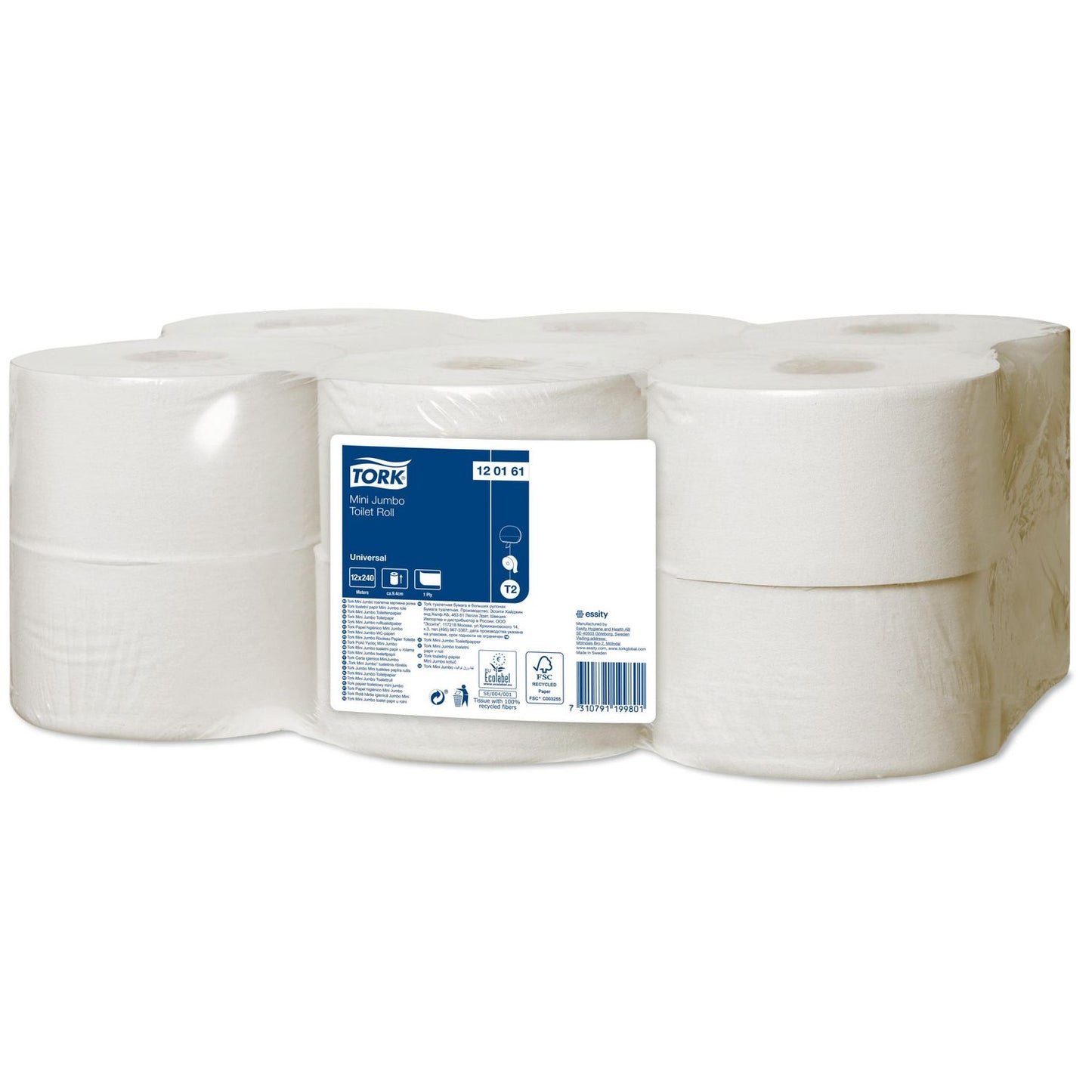 Toiletpapir Tork Jumbo Universal T2 Mini 1-lag 240m,12 rl/krt