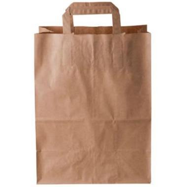 Bærepose 16 ltr 250x150x340 mm 70 gr FSC med Hank Papir Brun,250 stk/krt