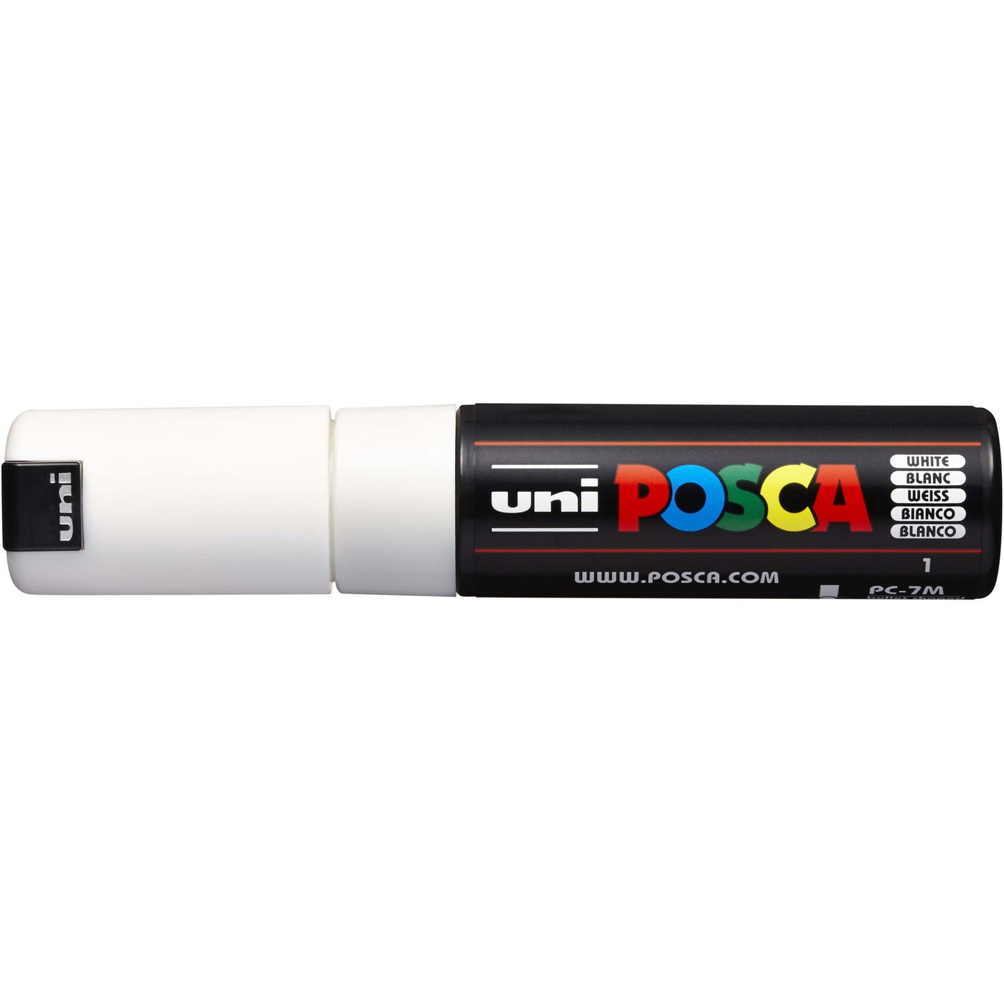 Uni Posca 7M tusch med 5,5 mm rund spids i farven hvid