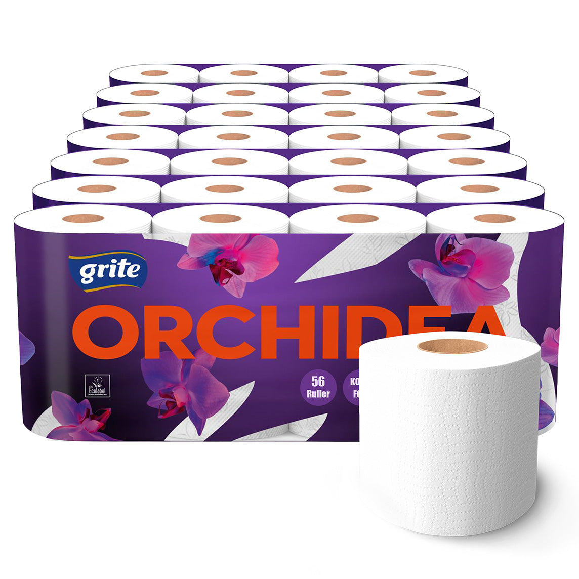 56 ruller | 3-lags Toiletpapir | Grite Orchidea - 100% nyfiber