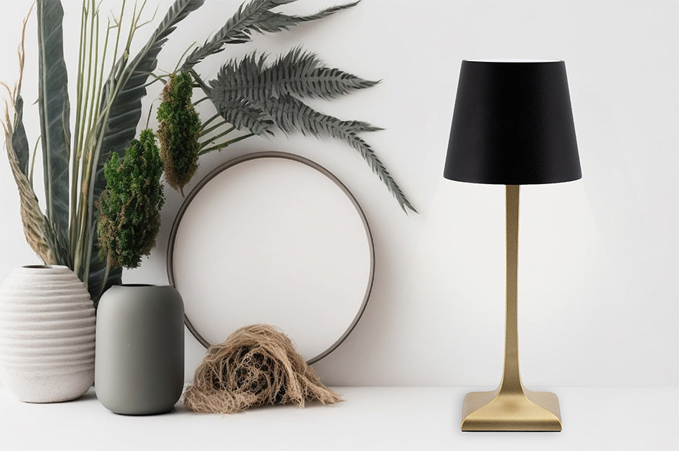 LED table lamp ROMA, GD-BL wireless and rechargeable, gold/black