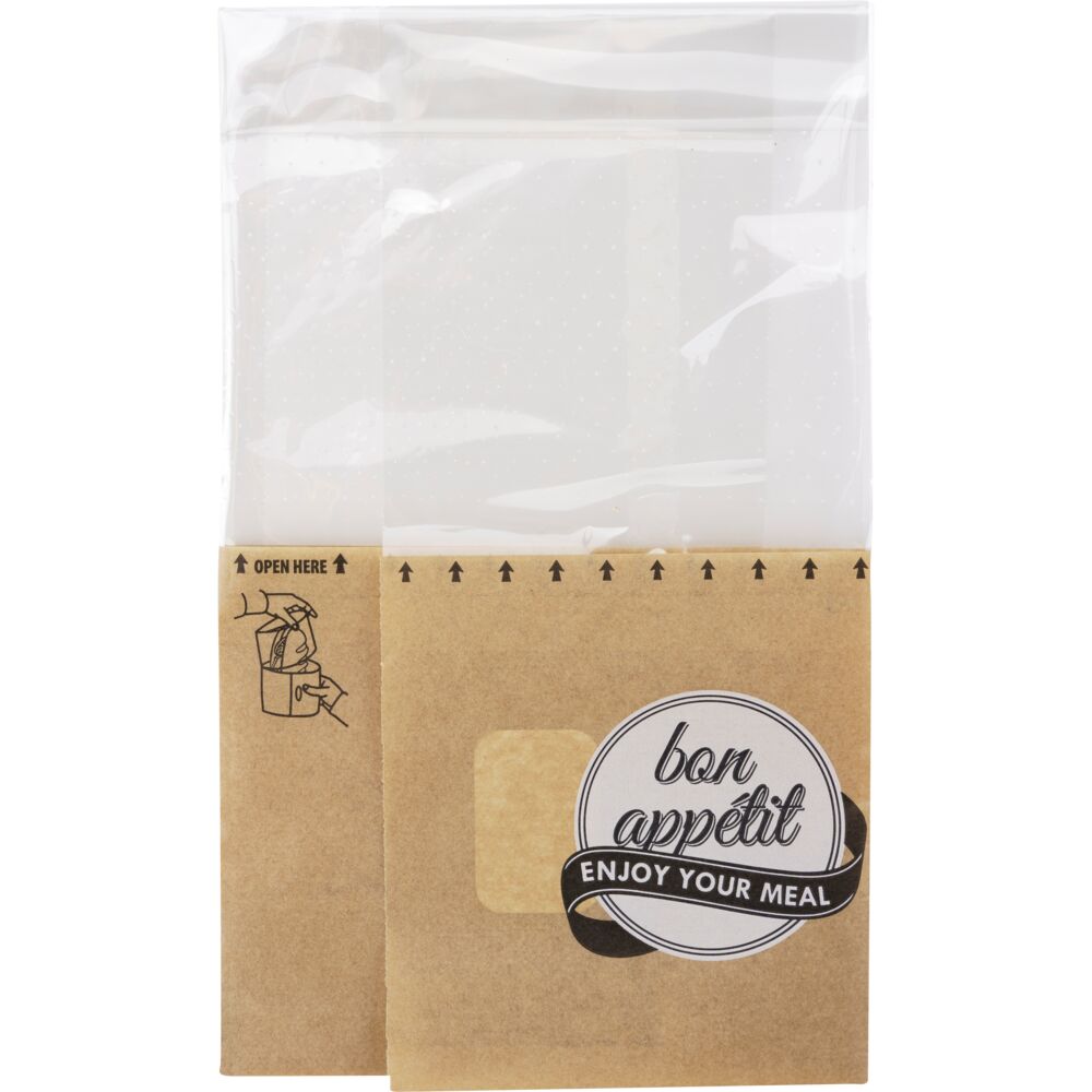 Snack bag, 7,5x13x21,5cm, brun, papir/PET, sidefalset, med afriv ( 1000 stk )