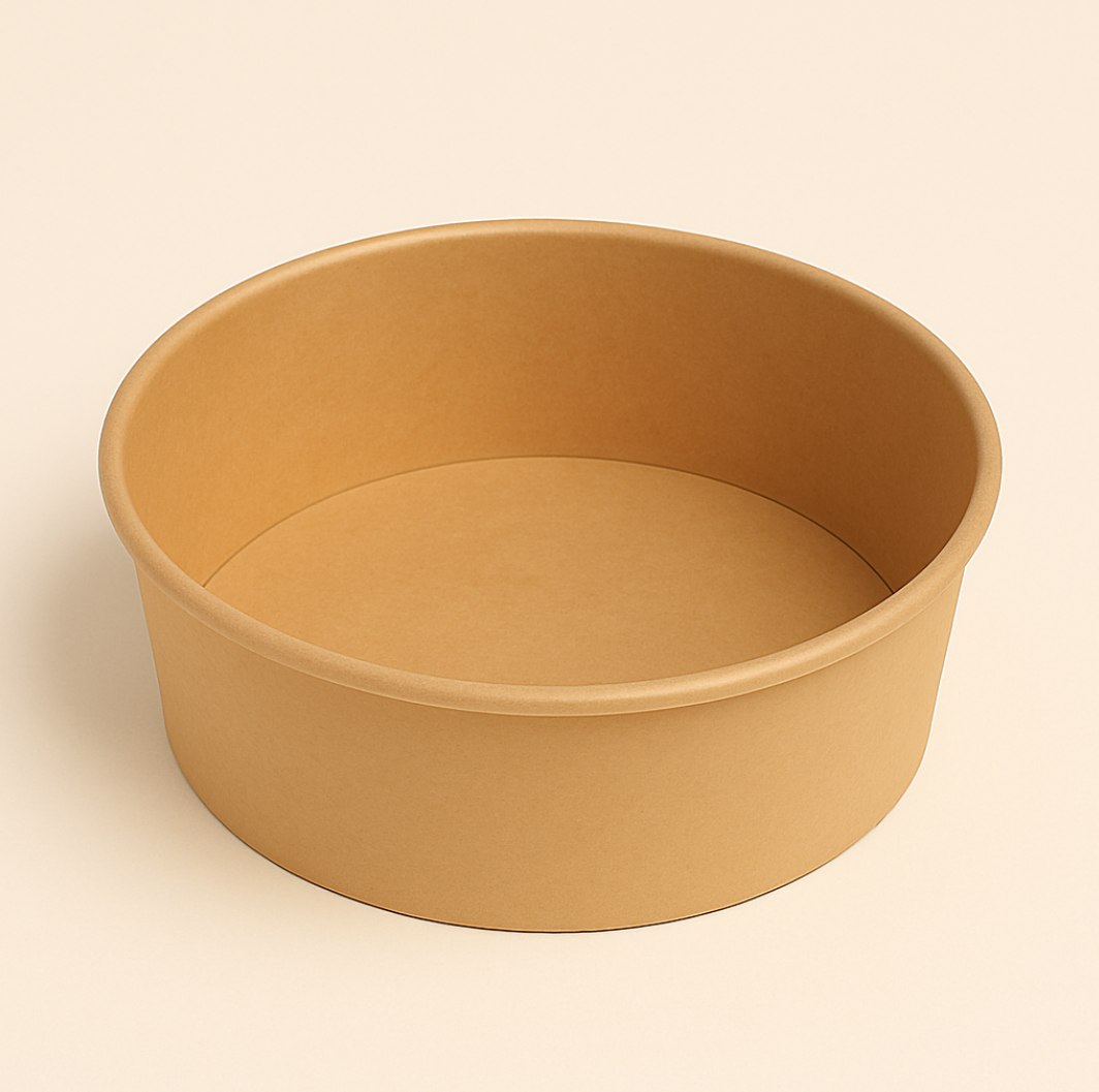 Salatskål Rund 500ml Ø148xH45mm Brun Pap m. PE (50 stk)
