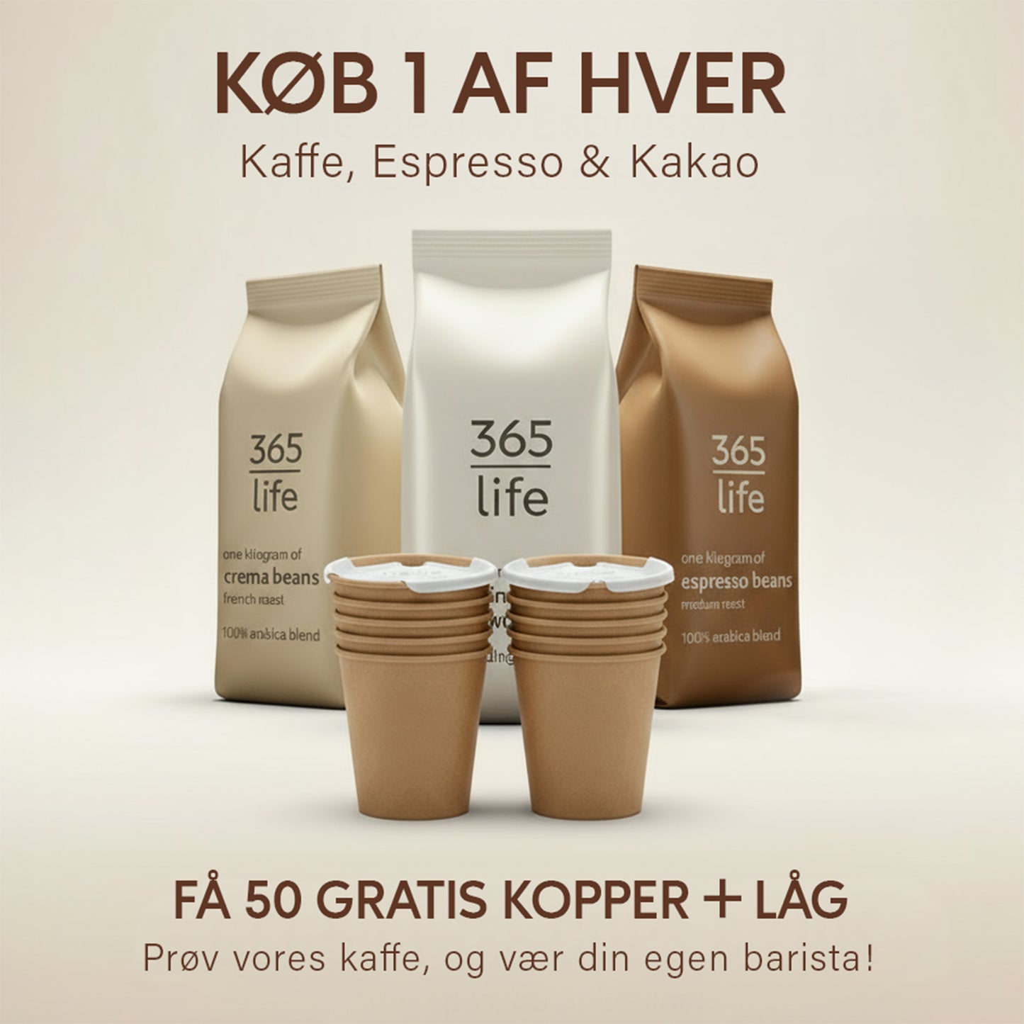 Kaffekopper + Låg 50 stk