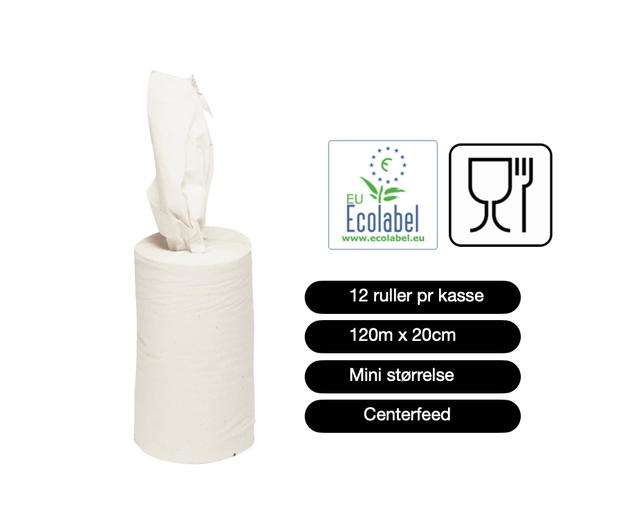 Håndklæderulle, bæredygtigt papir, 120 meter, 12 stk./kasse