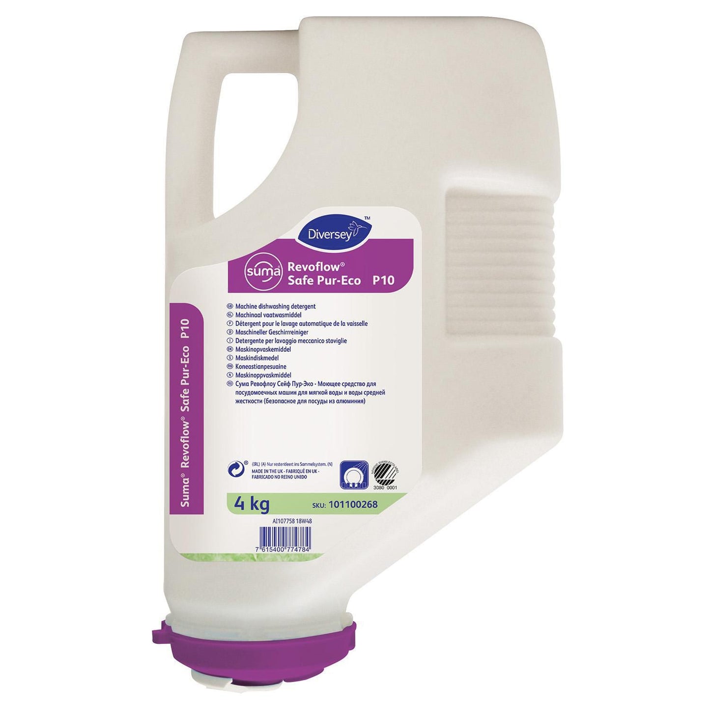 Maskinopvask Anlæg Pulver Suma RevoFlow Safe Pur-Eco P10 4kg Ecolabel u. Klor,3 fl x 4 kg/krt