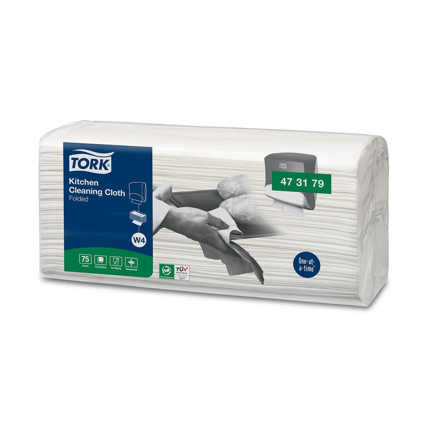Aftørringsklud Tork Køkken 1-lag 415x355mm Non-Wowen,4 pk x 75 stk/krt