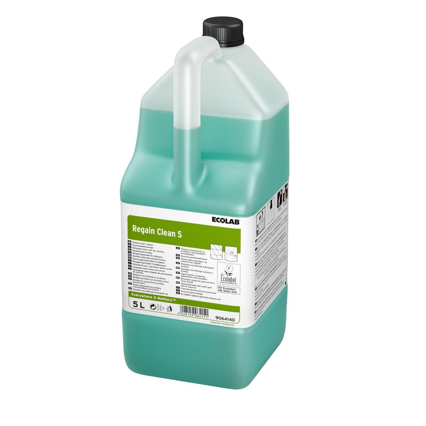 Gulvrengøring Regain Clean S 5ltr Ecolabel m. Farve u. Parfume Manuel til køkken,2 dnk x 5 ltr/krt