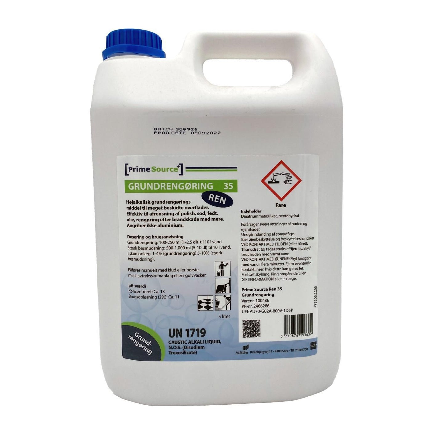 Grundrengøring Gulv/Ovfl Prime Source Ren 35 5ltr u Parfume Manuel/Skum/Maskine,5 ltr/dnk