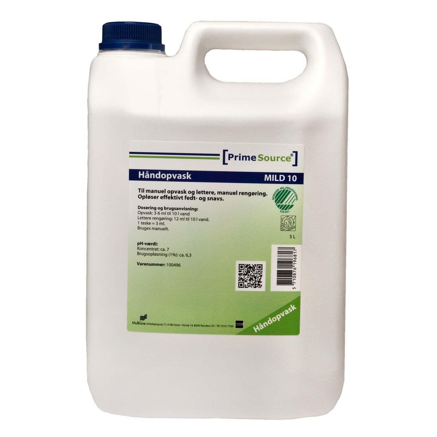 Håndopvask Prime Source Mild 10 Svanemærket uden Farve/Parfume 5 ltr,5 ltr/dnk