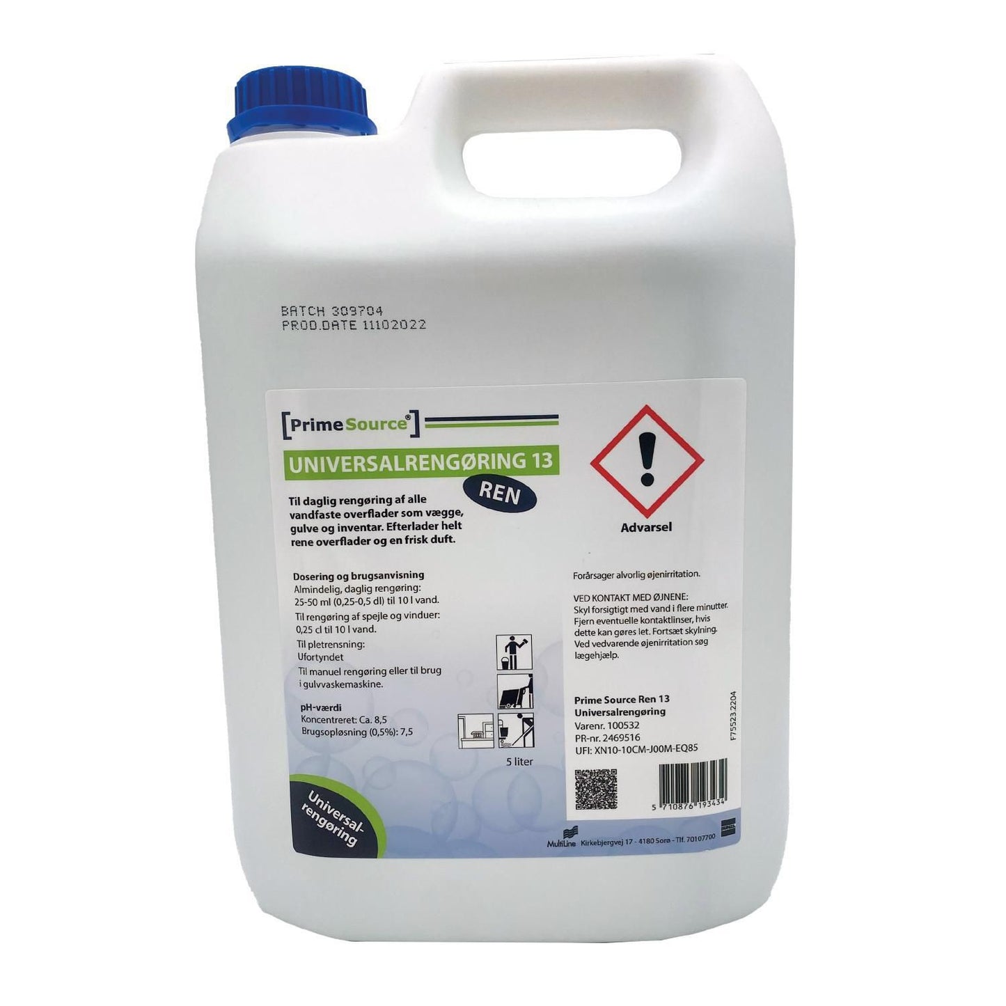 Universalrengøring Prime Source Ren 13 med Farve/Parfume 5 ltr Blå,5 ltr/dnk