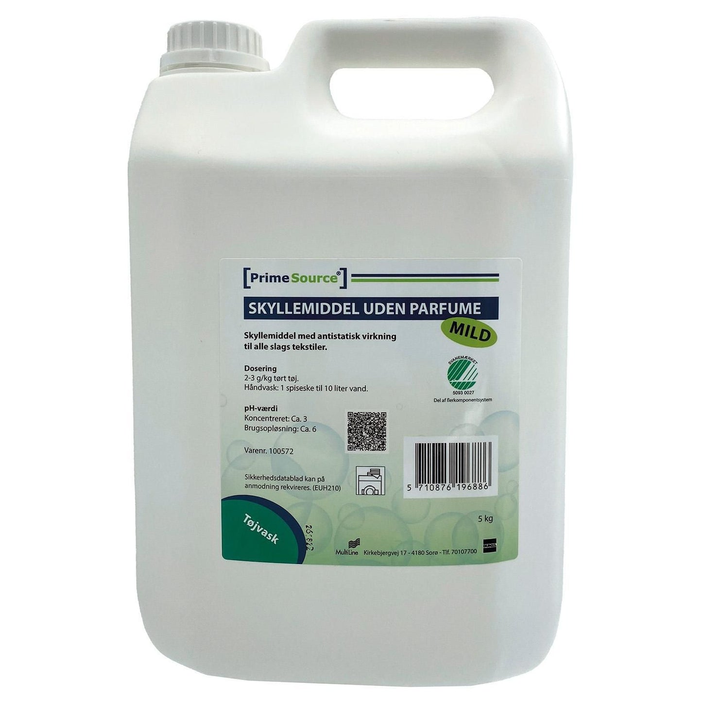Tøjvask Skyllemiddel Prime Source Mild uden Parfume/Farve 5 ltr,5 ltr/dnk