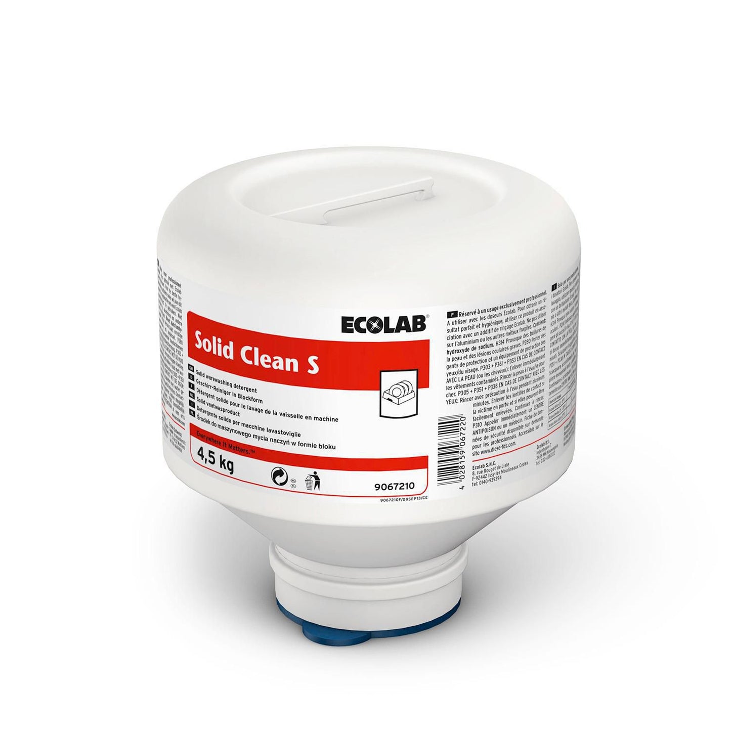 Maskinopvask Anlæg Fast Solid Clean S 4.5kg Svanemærket uden Klor Blødt,4 stk x 4,5 kg/krt
