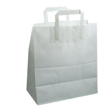 Bærepose 26 ltr 320x170x400 mm 80 gr med Hank Papir Hvid,200 stk/krt