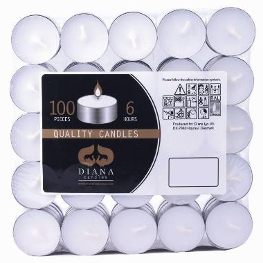 Fyrfadslys Brændetid 6 timer Paraffin Hvid 100 stk,100 stk/ps