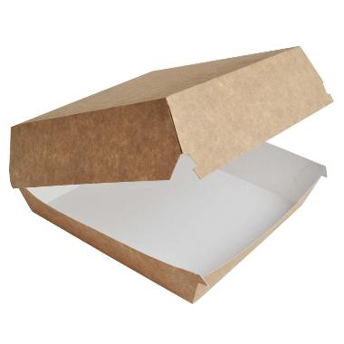 Burger/Sandwich-boks 190x190x80 mm XL Brun/Hvid,125 stk/krt