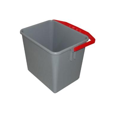 Spand 6 ltr med Hank Firkantet Grå/Rød,stk