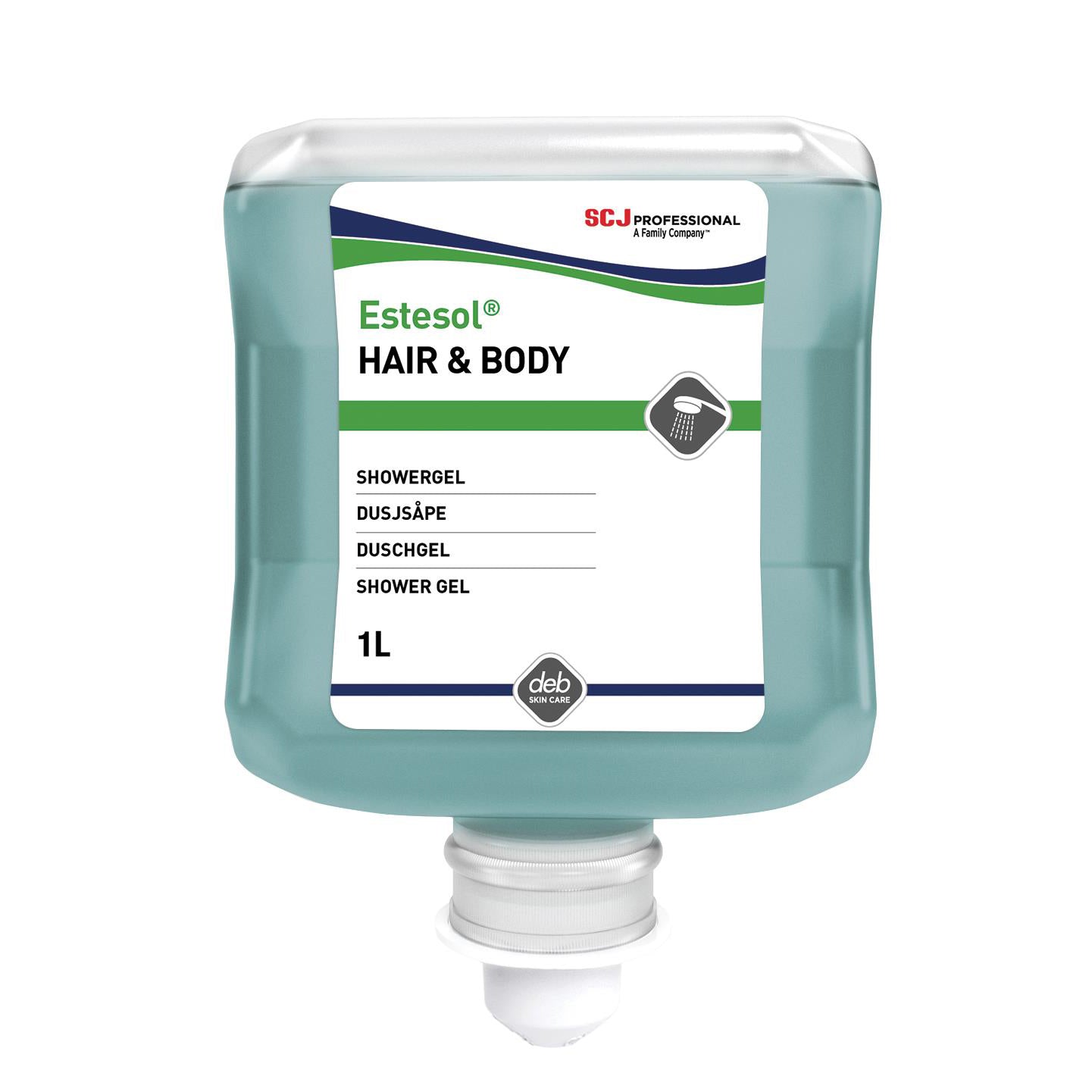 Cremesæbe Estesol Hair and Body Ecolabel m/parfume t dispenser 1 ltr blå,6 fl x 1 ltr/krt