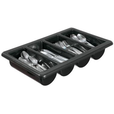 Bestikkasse 1/1 GN 53x32.5x10 cm 4-rum Sort,stk