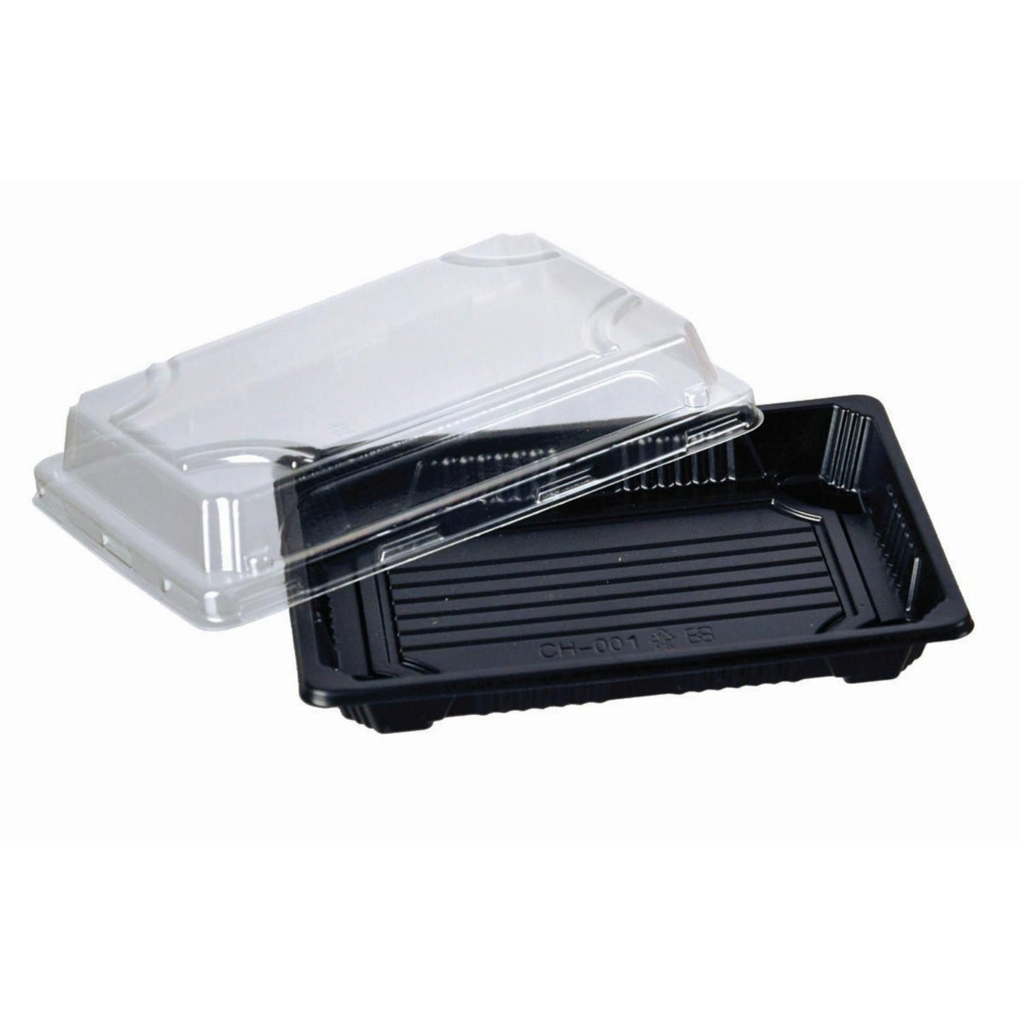 Sushibakke 170x120x40 mm PS Sort/Klart låg,4 ps x 100 stk/krt