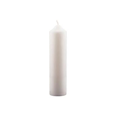 Bloklys Ø50x210 mm Brændetid 31 timer Ren Stearin Hvid,12 stk/krt