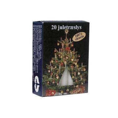 Juletrælys Brændetid 1.5 timer Ren Stearin Hvid,24 pk x 20 stk/krt