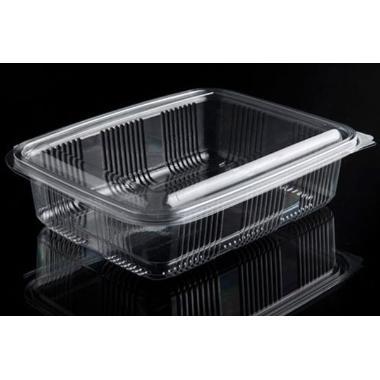 Plastbæger Catersource 1250 ml 140x195x60 mm firkantet hængslet låg RPET Klar,100 stk/ps