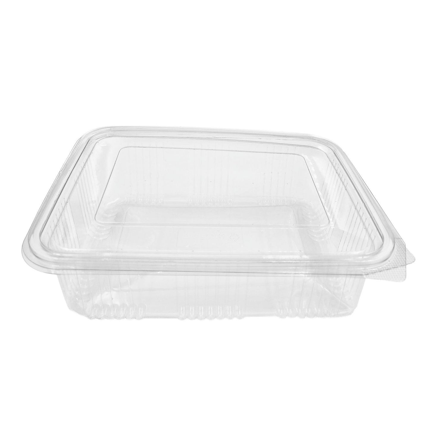 Plastbæger Catersource 1500 ml 140x195x70 mm firkantet hængslet låg RPET Klar,100 stk/ps