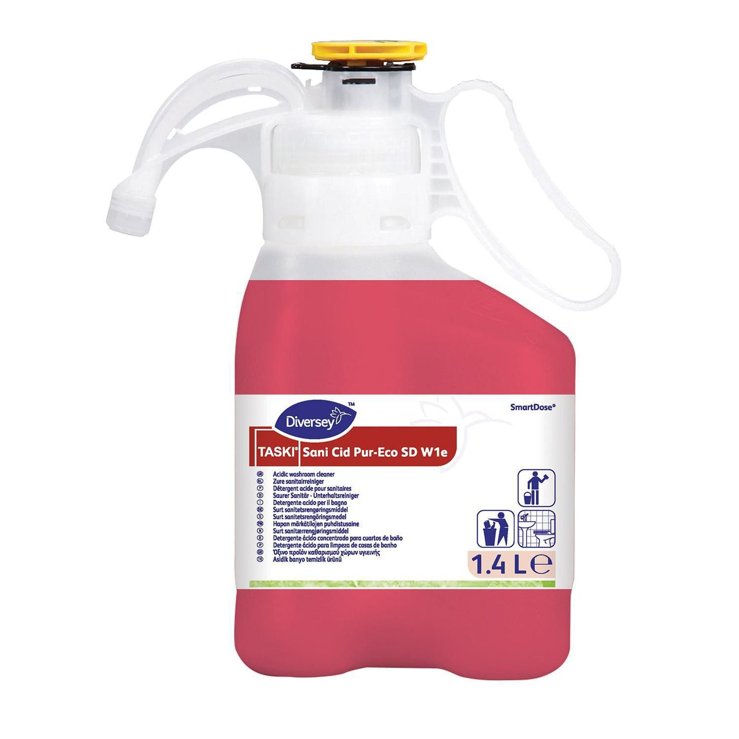 Sanitetsrengøring Taski Surt Sani Cid Pur-Eco 1.4ltr med Farve/Parfume SmartDose,1.4 ltr/fl