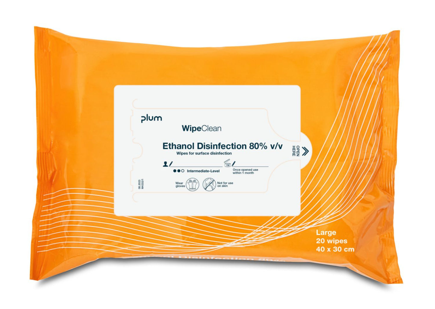 Desinfektion Serviet PLUM Ethanol Disinfection wipe Large 40x30 cm Orange,20 stk/pk