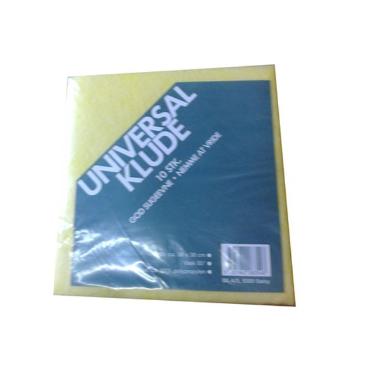 Universalklud 38x38cm 110g blå/gul/rosa assorteret,20 pk x 10 stk/krt