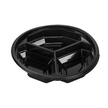 Plastskål Bowl Diamond 3-rum 510 ml Ø188x40 mm RPET Sort,300 stk/krt