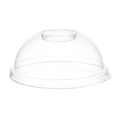 Plastlåg Ø95 mm Kuppel med Hul Bio PLA Klar,100 stk/ps