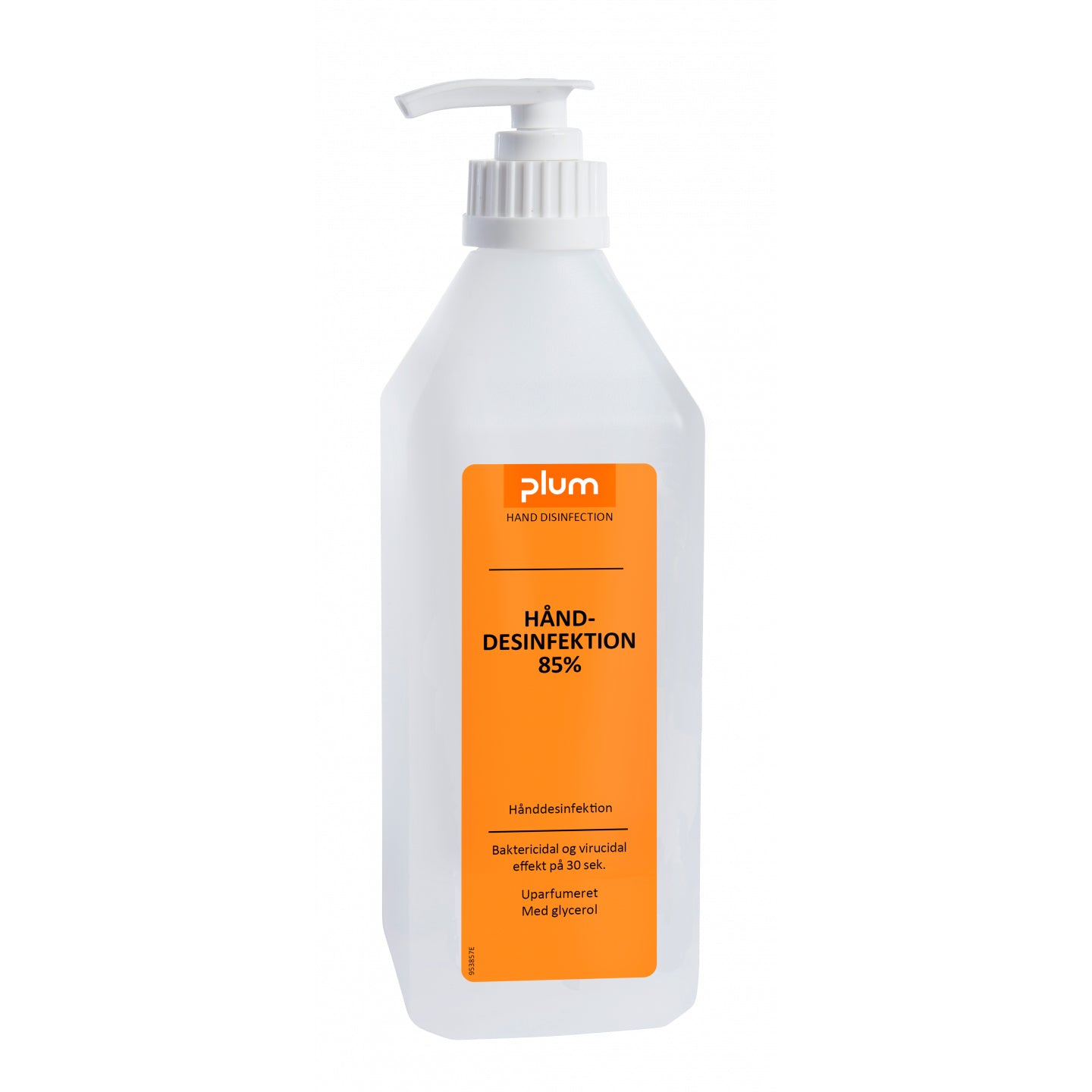 Hånddesinfektion Flydende Plum 85% ethanol 600ml med Glycerol uden Parfume Pumpe,600 ml/fl