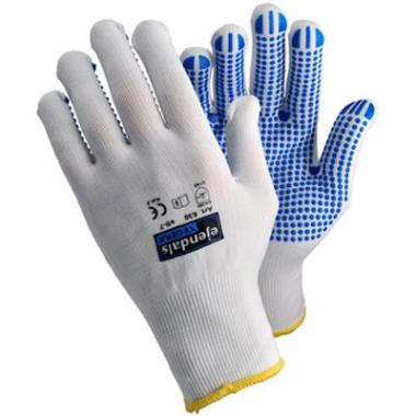 Handske Tegera 630 str S med Dotter Strik Nylon Hvid,1 par