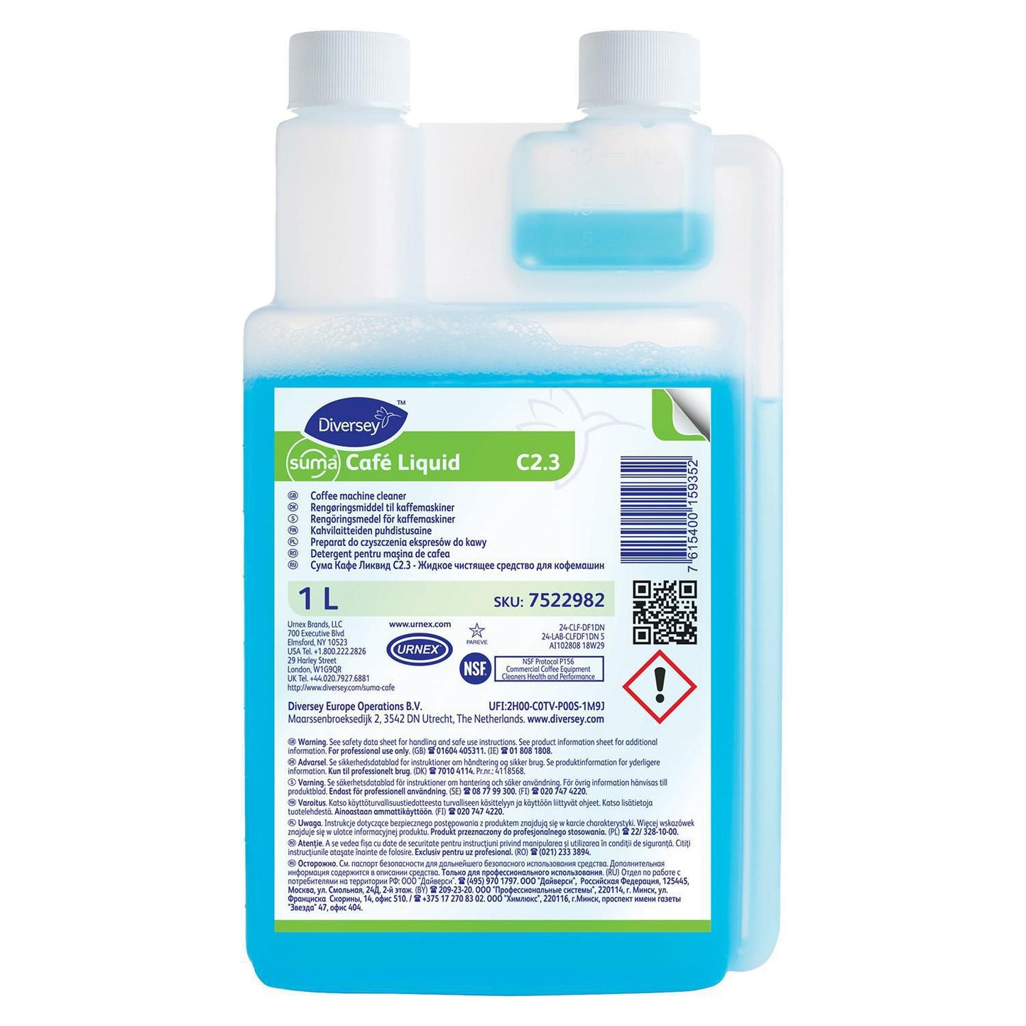 Rensemiddel Flydende Suma Café Liquid C2.3 til kaffeautomat u/Klor m/Farve 1 ltr,1 ltr/fl