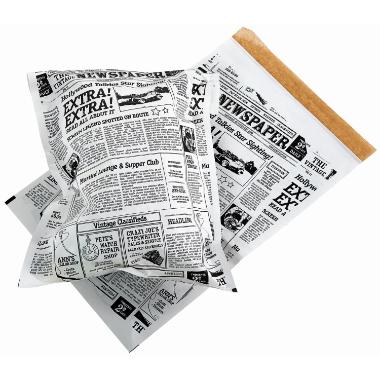 Pose Old News 45x28.5 cm med Tapelukning Papir/PE,500 stk/krt