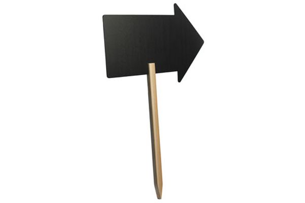 Skilt Securit Pil på træspyd 73x45x3 cm med Hvid tuschpen,stk