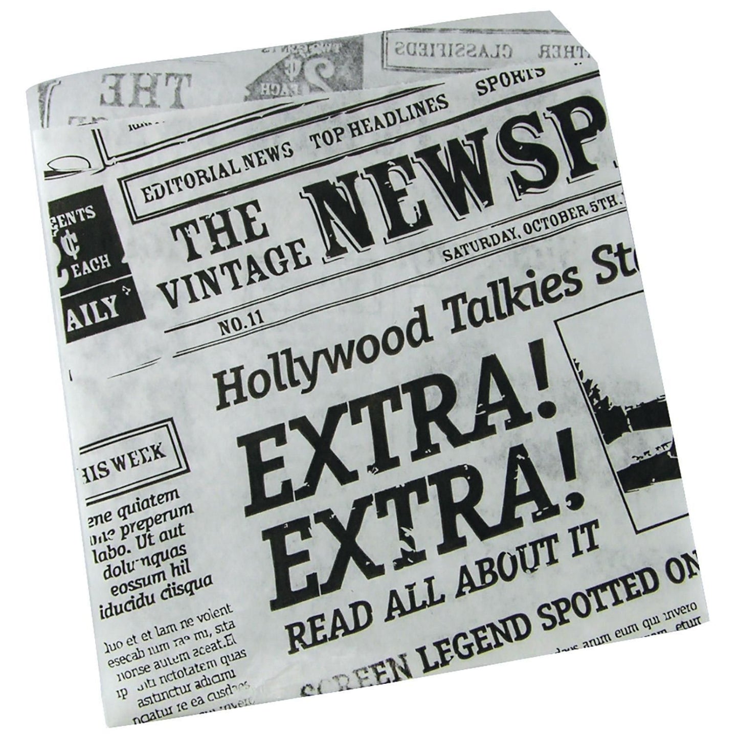 Burgerlomme Old News 150x160 mm 30+10 gr Papir/PE,1000 stk/krt
